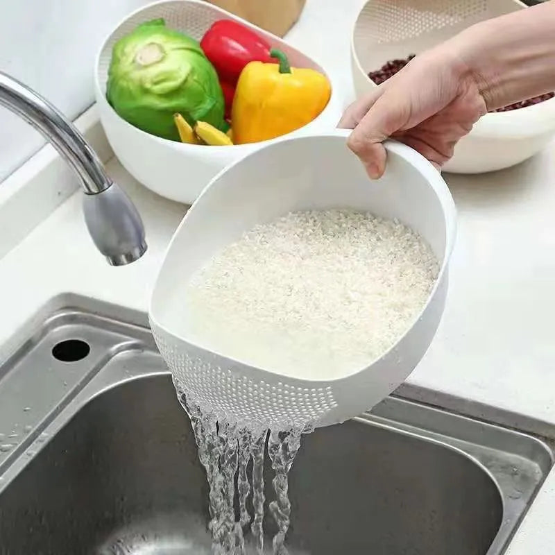 Passoire à riz en plastique, panier de vidange de cuisine avec poignées, bol de riz, passoire, panier de vidange d'évier, outils de cuisine