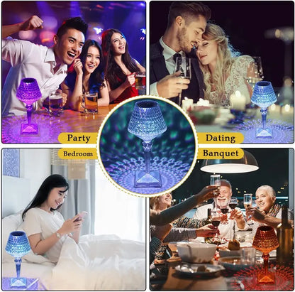 1-4PCS Rechargeable Crystal Table Lamp Diamond Bar Table Lanp Touch Sensor Dimming Bedside Lamps for Bedroom Restaurant Wedding