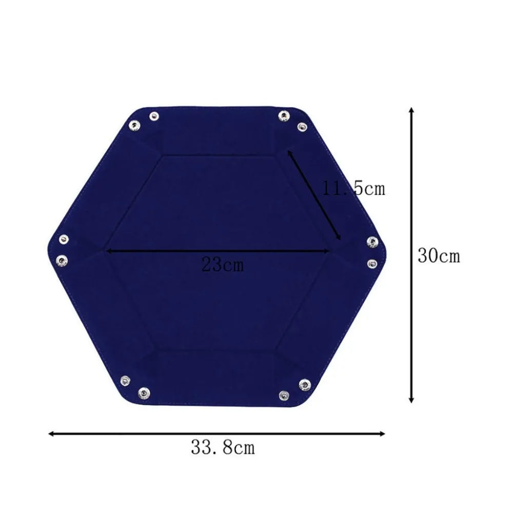 Bandeja de almacenamiento plegable para juegos de dados hexagonales, soporte para esterilla de cuero PU y terciopelo, insumos para oficina gruesos de doble cara, herramientas de almacenamiento