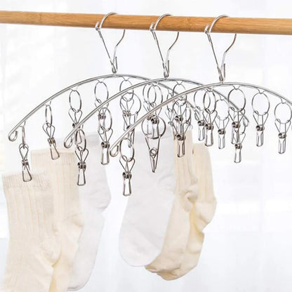 Clothes Drying Hanger with 32 Clips / 8 Clips Socks Underwear Drying Folding Laundry Hanging Rack