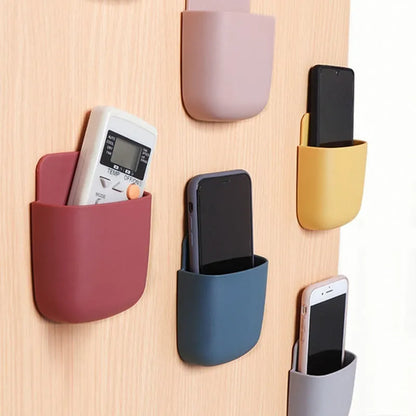 Boîte de rangement murale, support de prise de téléphone portable, support de rangement pour télécommande, étui organisateur pour climatiseur TV