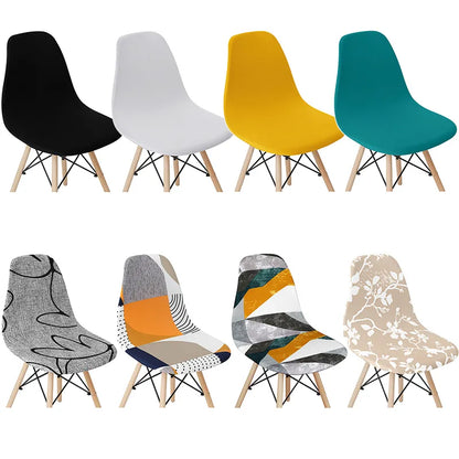 Housse de chaise à coque de couleur unie, extensible, bon marché, à dossier court, imprimée, pour siège de salle à manger, maison, Bar, hôtel, fête, Banquet