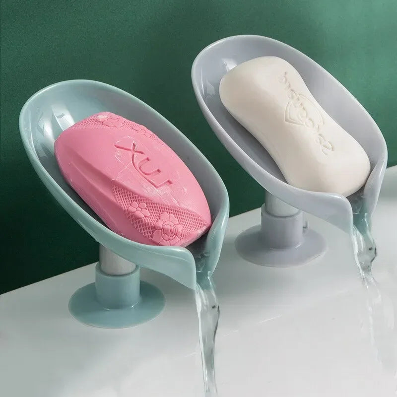 1pcs Drain Soap Holder Leaf Shape Soap Box Suction Cup Tray Drying Rack for Shower Sponge Container Kitchen Bathroom Accessories