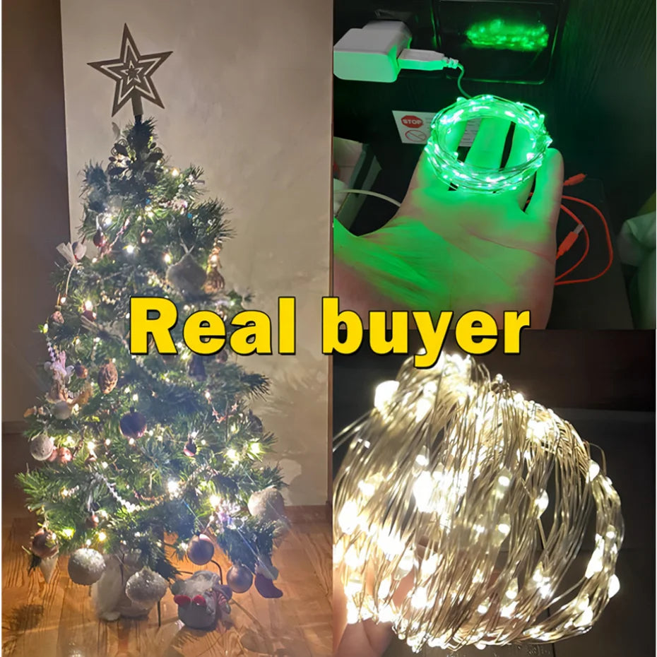 UooKzz USB LED String Lights Copper Silver Wire Garland Light Waterproof LED Fairy Lights For Christmas Wedding Party Decoration