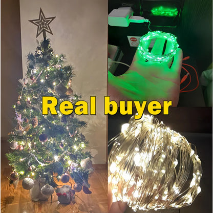 UooKzz USB LED Cadena de Luces Cobre Plata Alambre Guirnalda Luz Impermeable LED Guirnaldas de Luces para Navidad Decoración para Fiesta de Bodas