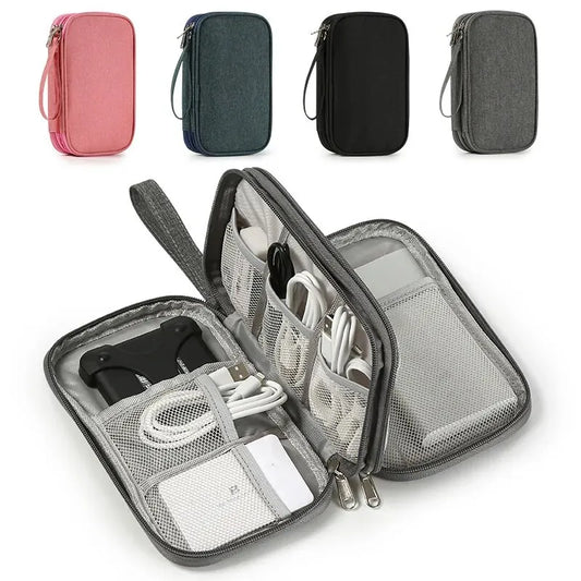 Sac de rangement de produits numériques portables de voyage, 1 pièce, rose/gris/noir/marine, organisateur de câbles de données USB, sac de chargement de casque, boîte au trésor