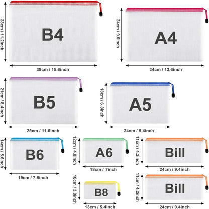 Bolsa de malla con cremallera, bolsa de plástico impermeable para documentos, multiusos para almacenamiento de viajes, electrodomésticos de oficina, bolsas para organizar el hogar