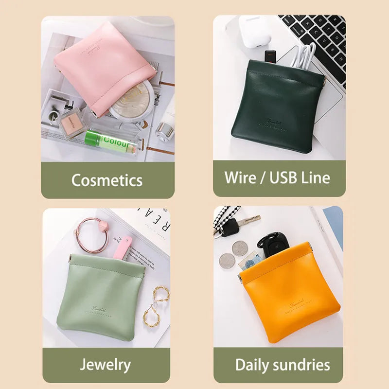 Portable PU Earphone Wire Bag Cosmetics Lipsticks Holder Case Coin Cards Pouch Travel Jewelry Sundries Organizer Pouch Mini Bag