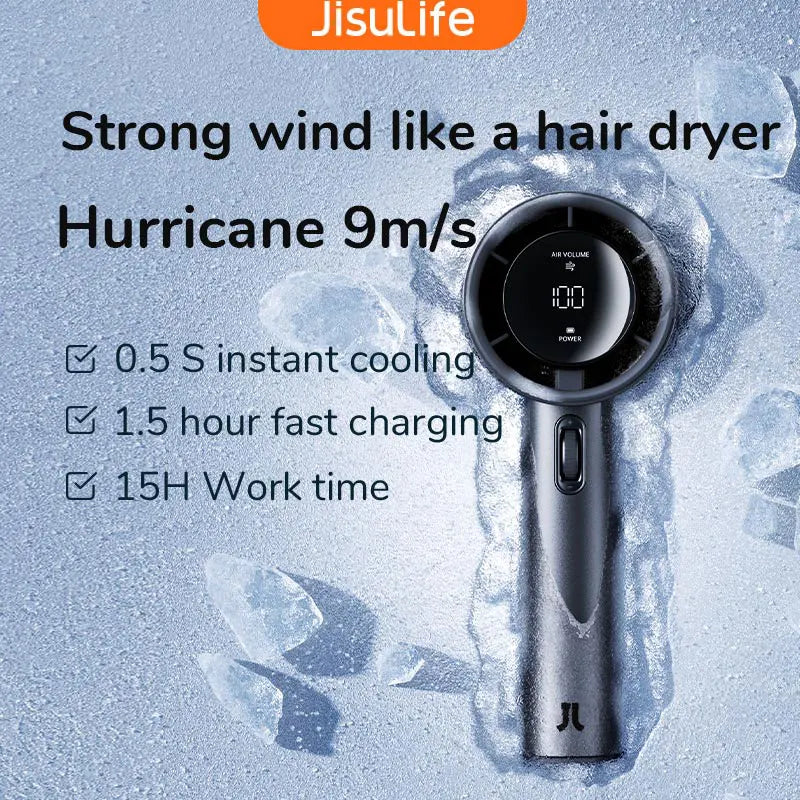 JISULIFE Ventilateur à main portable, 100 vitesses de vent, mini ventilateur portatif sans lame, ventilateurs personnels rechargeables par USB, ventilateur de cils électrique