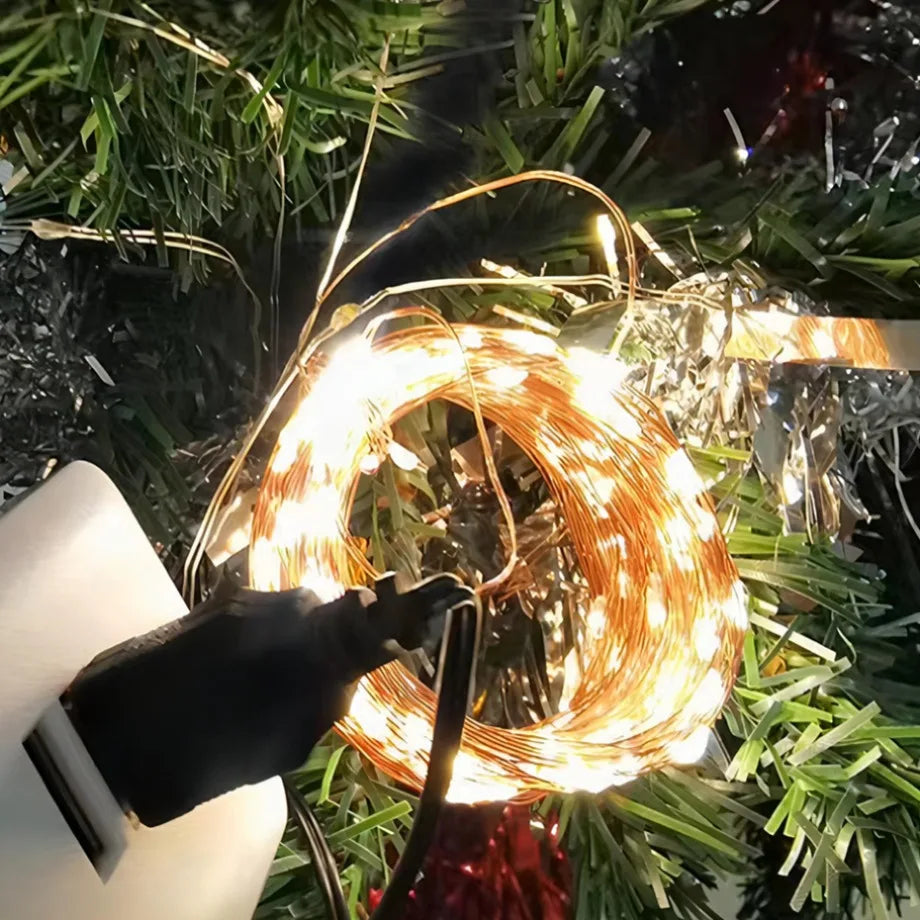 YzzKoo USB LED guirlandes lumineuses cuivre argent fil guirlande lumineuse LED étanche fée lumières pour noël décoration de fête de mariage