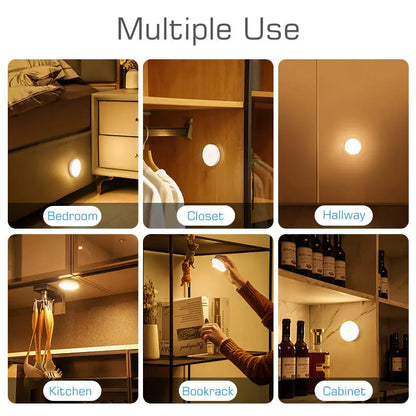 Paquete de 8/10 luces nocturnas recargables por USB con Sensor de movimiento, lámpara de pared para armario, escaleras, pasillo, armario, luces nocturnas