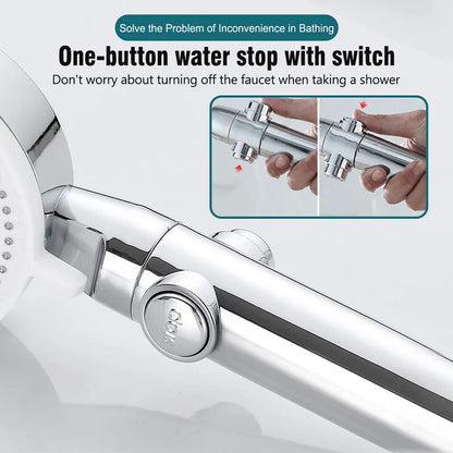 High Pressure Shower Head 5 Modes Adjustable Showerheads with Hose Water Saving One-Key Stop Spray Nozzle Bathroom Accessories