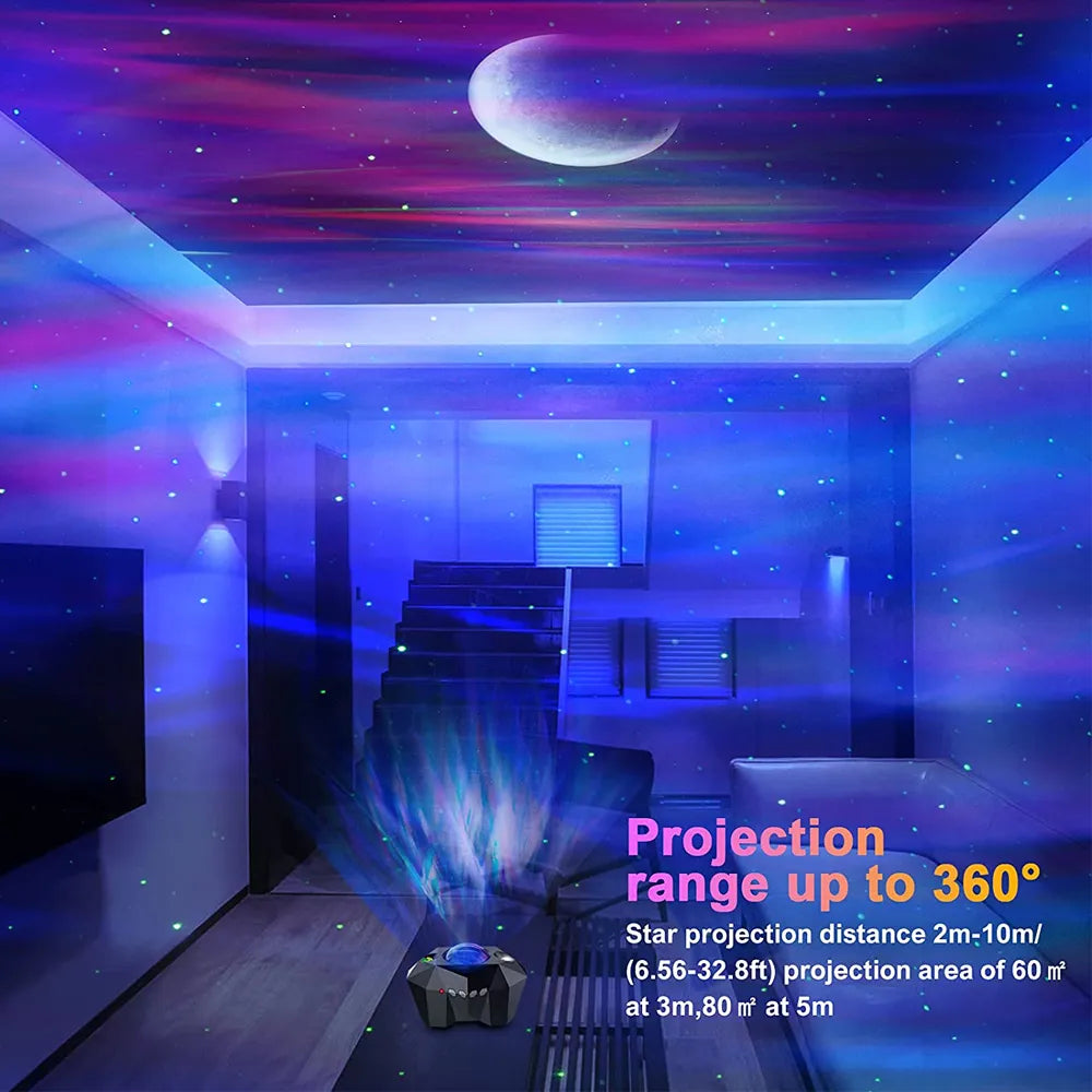 Proyector de luz Aurora Star con luces nocturnas Moon Galaxy con Control remoto, regalo para niños, lámpara de cielo, lámparas de proyección Bluetooth