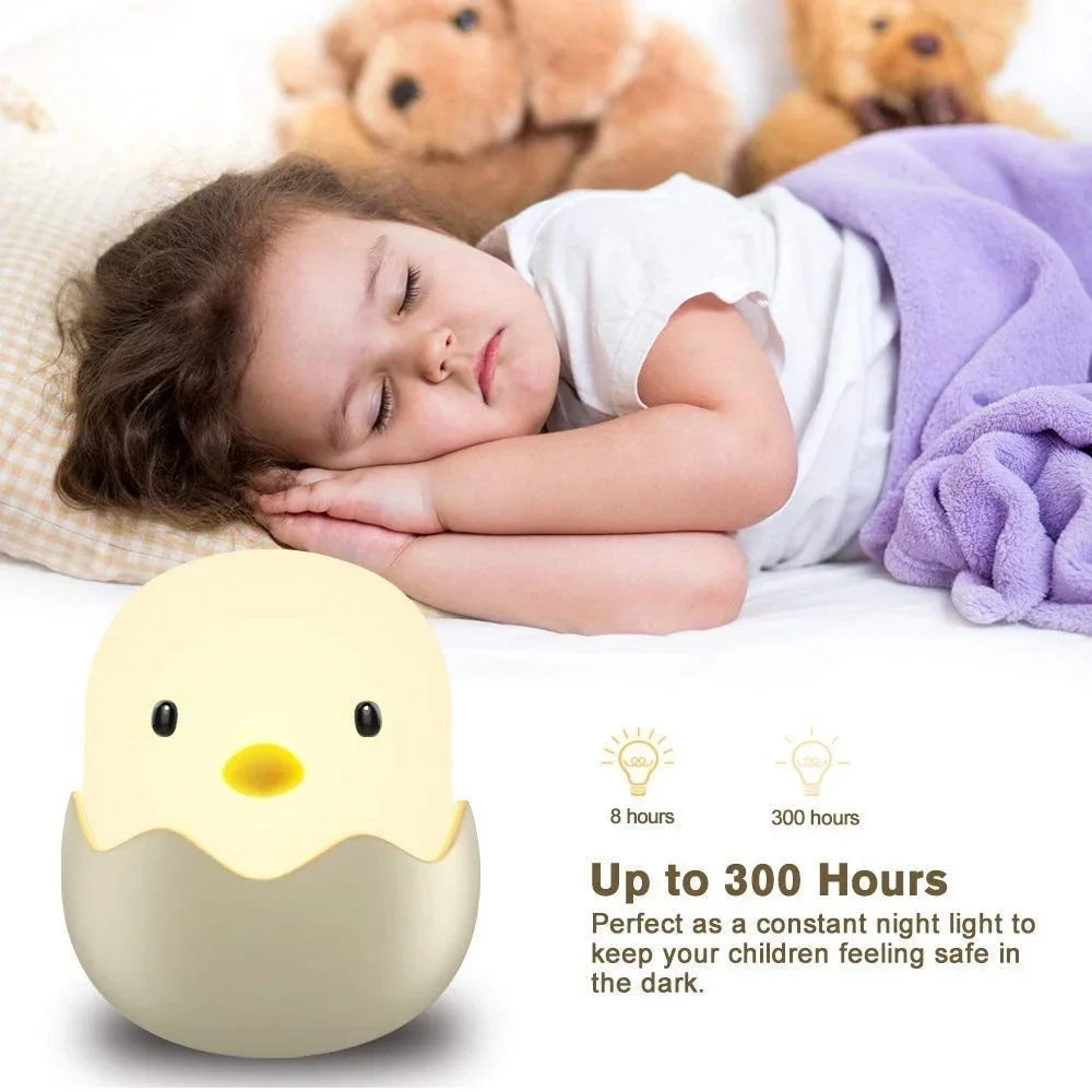 Led enfants tactile veilleuse en Silicone souple USB Rechargeable chambre décor cadeau Animal coquille d'oeuf poussin lampe de chevet bébé lumière