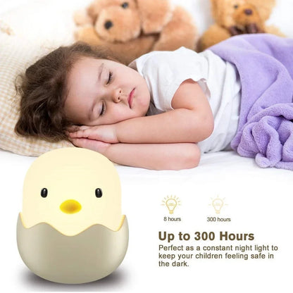 Luz Led nocturna táctil para niños, silicona suave, recargable por USB, decoración para dormitorio, regalo, lámpara de noche para bebé con cáscara de huevo de Animal y pollito