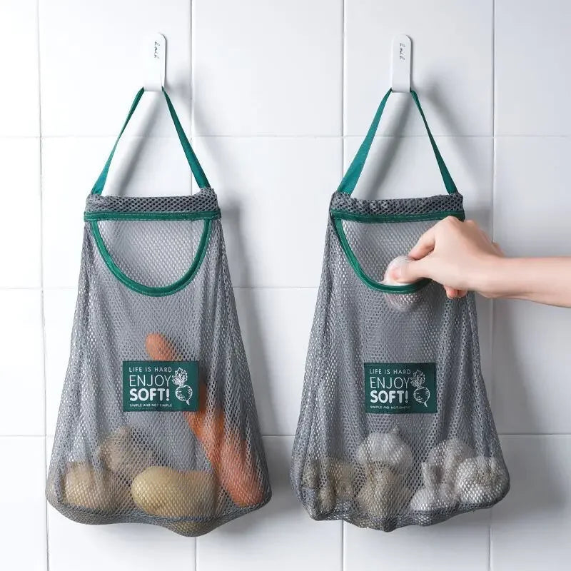 Multi-Layer Kitchen Hanging Mesh Bags for Garlic, Onion, Ginger, Vegetables - Storage Bags