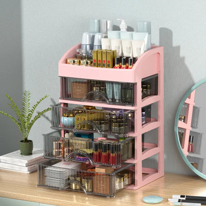 Cajón de joyería, Caja de almacenaje para maquillaje, caja de almacenamiento de plástico para maquillaje de gran capacidad, esmalte de uñas, lápiz labial, cajas de almacenamiento de cosméticos para el cuidado de la piel