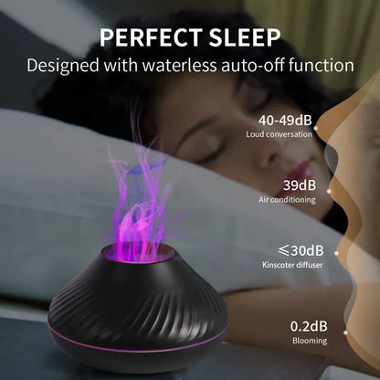 Kinscoter diffuseur d'arôme volcanique lampe à huile essentielle 130ml USB humidificateur d'air Portable avec veilleuse de flamme de couleur