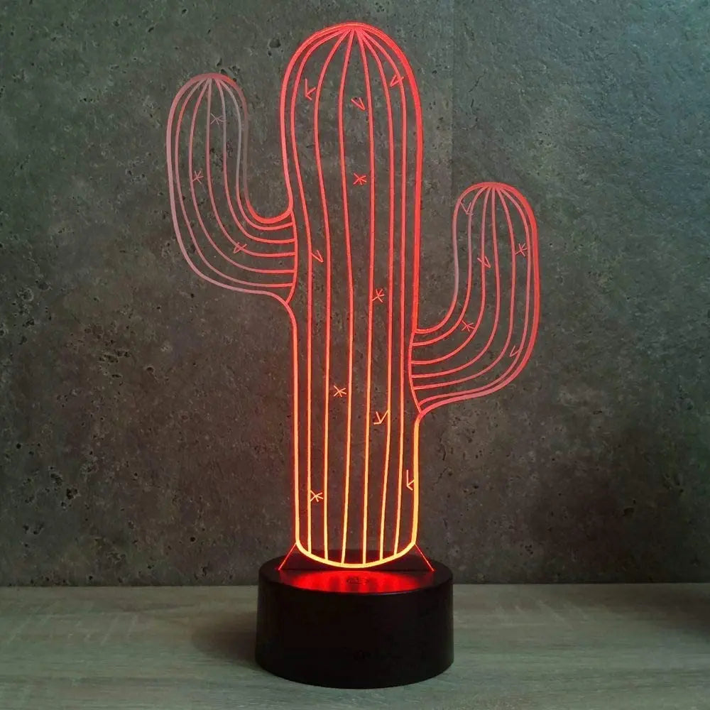 Nighdn 3D Cactus Flower Night Light Lamp Illusion Led 7 Color Changing Touch Remote Control Table Desk Decoration Lamps Gifts