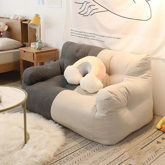 INS Giant Bean Bag Sofa Chair Cotton Linen Lazy Sofa Couch Recliner Floor Seat Tatami Puff Armchair Corner Comfy Small Apartment