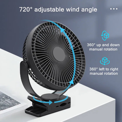 Ventilateur électrique sans fil avec chargeur USB, pour Table de maison, batterie 10000mAh, ventilateur de plafond Portable à Clip, 4 vitesses ajustées