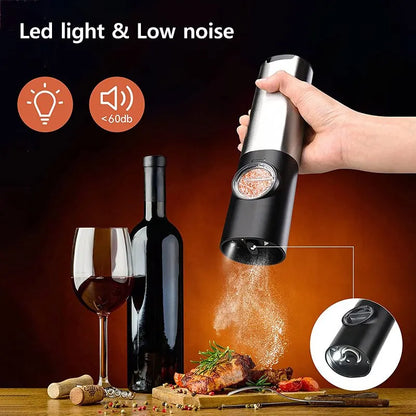 Ensemble de moulin à sel électrique, moulin à poivre électrique Rechargeable par USB avec lumière LED, outils de cuisine à grosseur réglable