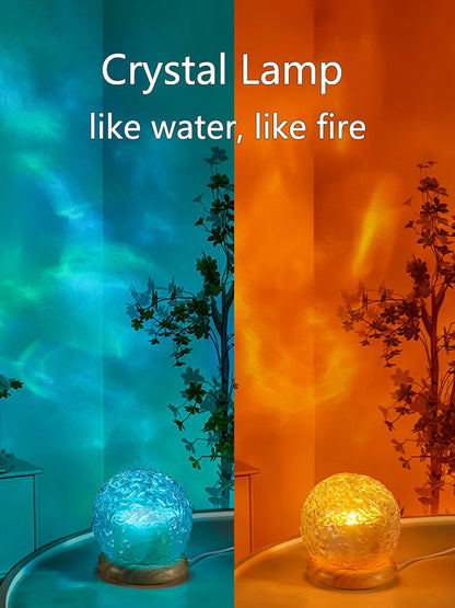 New Water Ripple Projector Night Light Crystal Mood Lamp Decoration Home Houses Bedroom Aesthetic Christmas Gift Sunset Lights