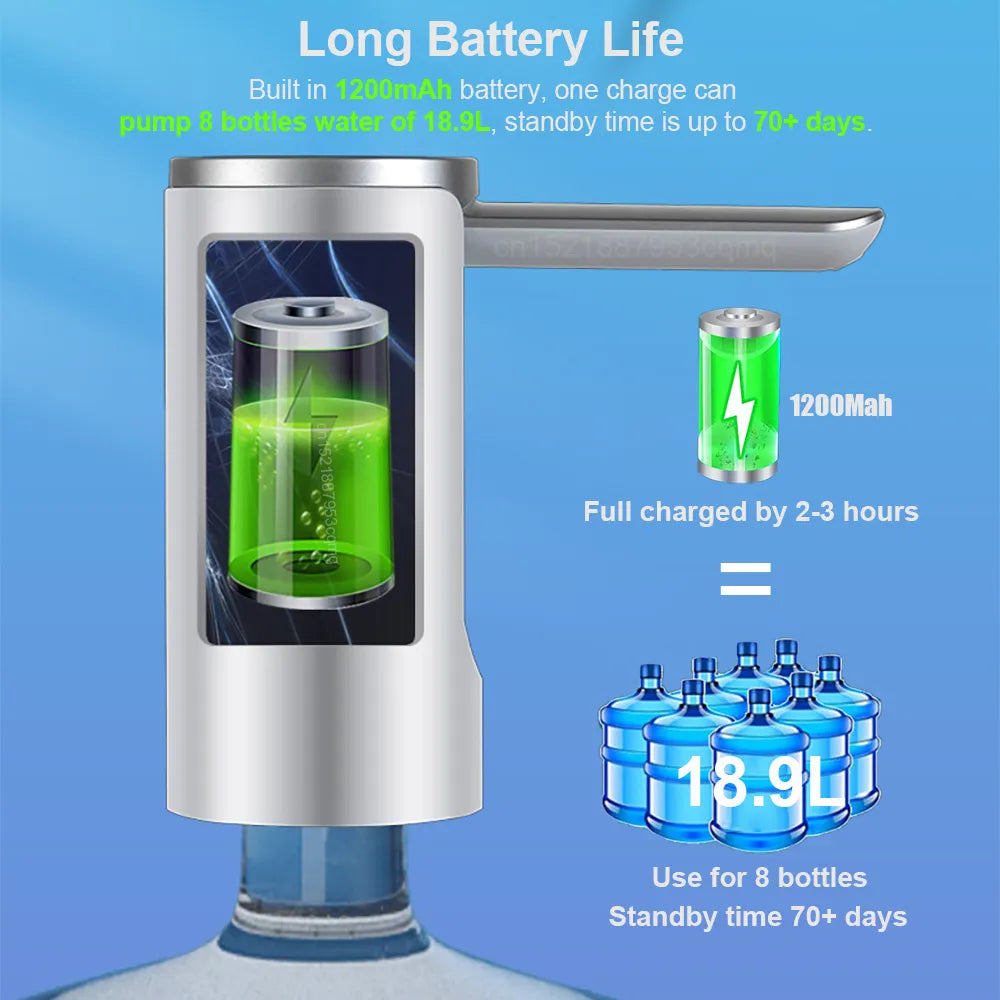 Bomba eléctrica para botellas de agua, dispensador automático de agua de 19 litros, bomba plegable para botellas de agua de escritorio, recargable H3