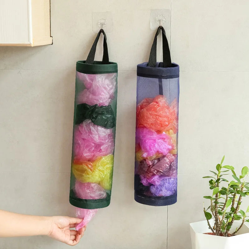 Bolsa de comestibles para cocina, soporte para el hogar, soporte para pared, dispensador de bolsas de plástico, almacenamiento colgante, bolsa de basura, organizador de basura