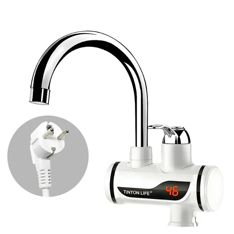 Chauffe-eau électrique instantané affichage de la température chauffage de l'eau froide cuisine chaude 3000W chauffe-eau avec LED prise ue