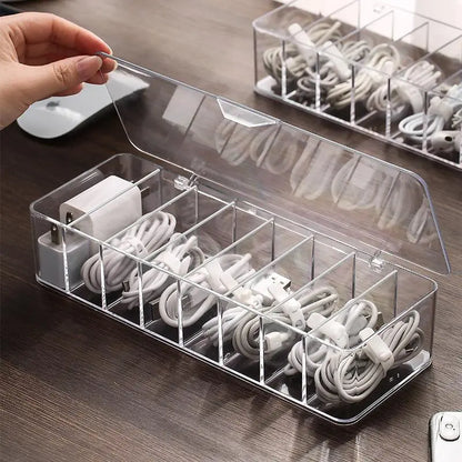 Multifunctional Headphone Data Cable Charging Cable Organizer Desktop Stationery With Transparent Plastic Data Cable Organizer