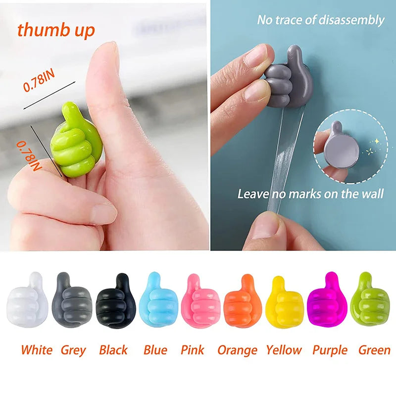 2/5/10Pcs Silicone Thumb Wall Hooks Self-Adhesive Thumb Cable Organizer Clips Key Hook Multi-Function Wall Hangers Storage Hooks