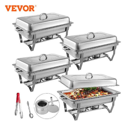 VEVOR 9L/8 pintes réchauds Buffet poêle chauffe-plats en acier inoxydable pliable pour les fêtes de restauration de Restaurant en libre-Service