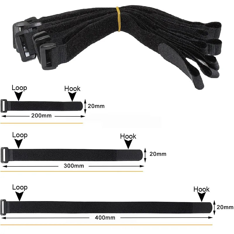 5/10 Uds. Correas de gancho y bucle reutilizables, bridas para cables de sujeción, correas para cables, cinta de sujeción organizadora de bridas de alambre de seguridad de nailon