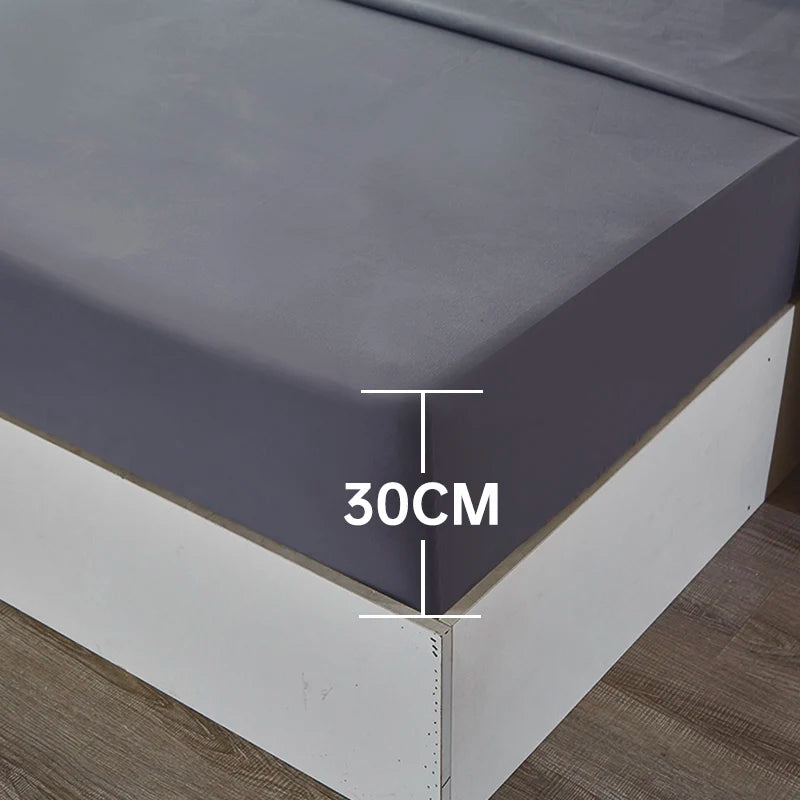 Juego de cama sólido de 3/4 Uds., sábana ajustable impermeable, sábana y fundas de almohada suaves, tamaño Queen, KIng, completo, doble, blanco y gris