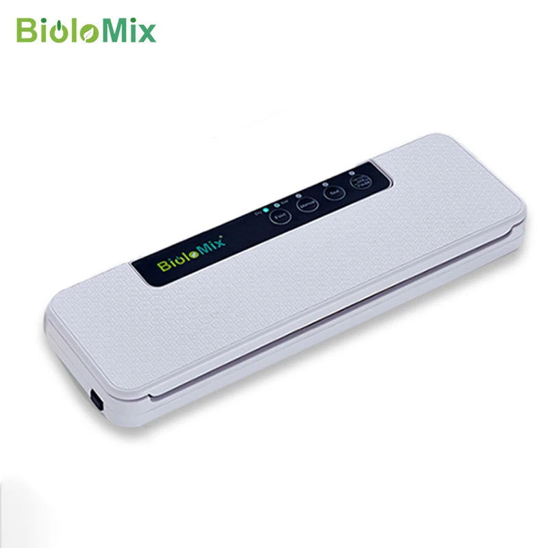 BioloMix Automatic Food Vacuum Sealer Wet or Dry Food Saver Packing Machine with 10pcs free bags for Sous Vide White/Black W230