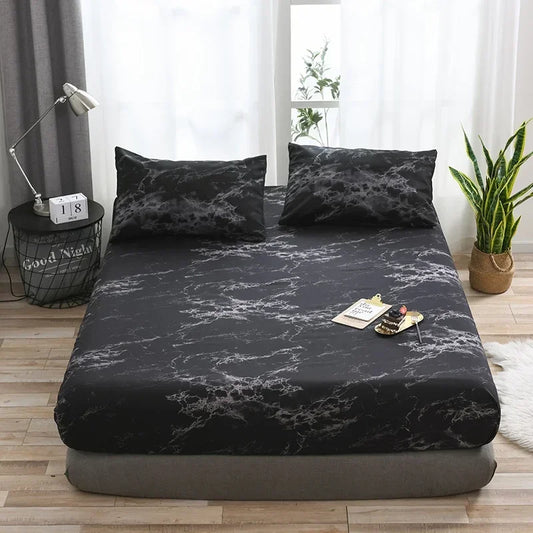 Juego de sábanas de lino de mármol negro, funda de cama doble tamaño Queen, ropa para dormitorio, colcha individual de tamaño completo en el juego de sábanas