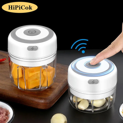 HiPiCok Meat Grinder Electric Garlic Crusher Food Chopper Mini Garlic Press Vegetable Chopper Masher Machine USB Kitchen Gadgets