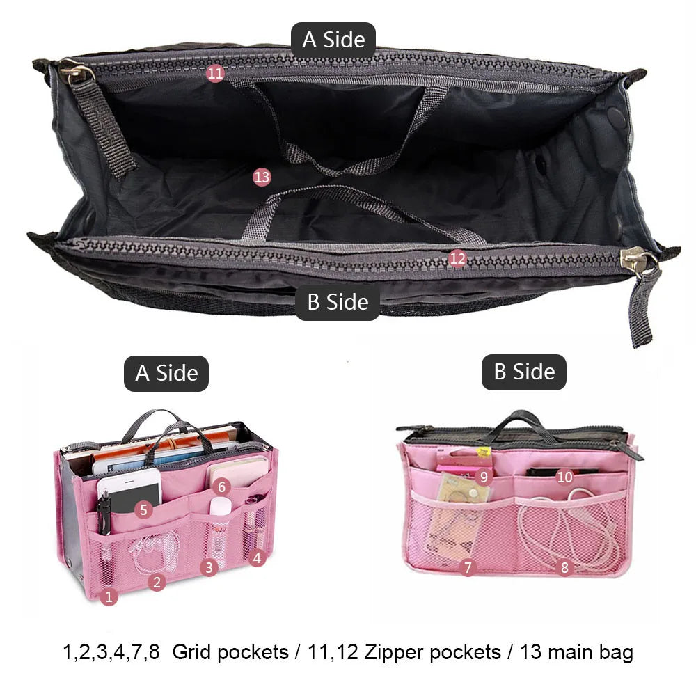 Sac à cosmétiques de maquillage pour femmes, sac à main de voyage en Nylon, grand conteneur, sacs de rangement, pochette pliable pour dames