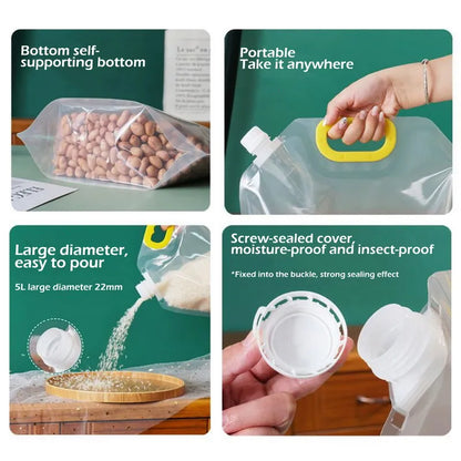 1/3/5 pièces Sac De Rangement Scellé Sac D'emballage De Riz Grains Résistant à L'humidité Anti-insectes Transparent Épaissi Portable Sac De Qualité Alimentaire