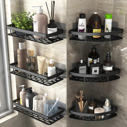 Étagère de salle de bain, organisateur de rangement de cuisine, support de shampoing en alliage d'aluminium, étagère de douche, accessoires de salle de bain, étagère sans perceuse