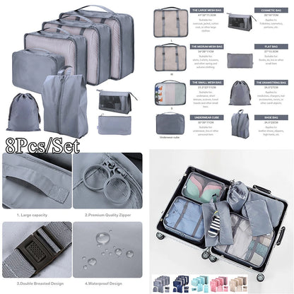 8/7/6 pieces Set Travel Organizer Storage Bags Suitcase Packing Set Storage Cases Portable Luggage Organizer Clothe Shoe Pouch