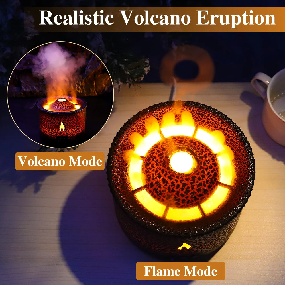 Humidificador de aire con llama de fuego de volcán, difusor de Aroma de aceite esencial con Control remoto, medusas para fragancia casera, niebla, Mak para fumar