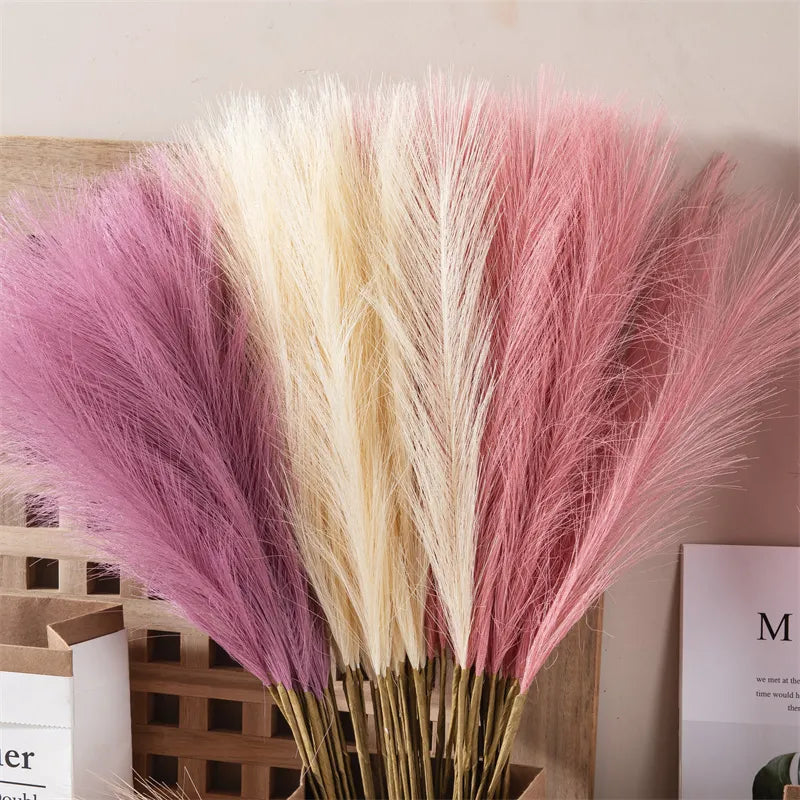 55CM 5/10/20 PIÈCES Moelleux Pampas Herbe Boho Décor Fleur Fausse Plante Roseau Simulé Fête De Mariage Décoration De La Maison Fleurs Artificielles