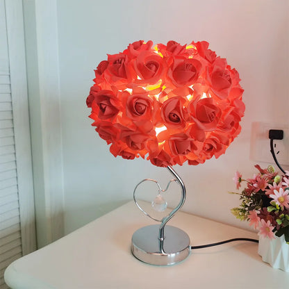 Lámpara de mesa Rosa nuevo estilo Pastoral, lámparas de mesita de noche de cristal con forma de corazón para decoración de dormitorio y habitación, regalos para niñas, luz nocturna decorativa, 2023