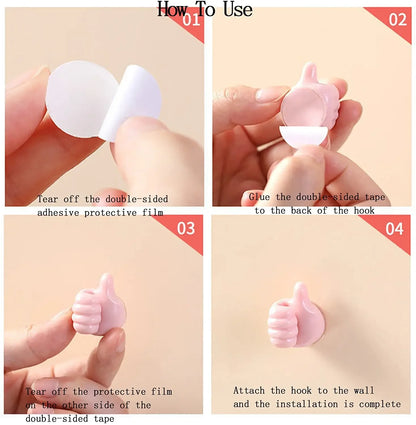 10Pcs Creative Silicone Thumb Wall Hook Self-Adhesive Thumb Key Hanger Hook Home Data Cable Clip Wire Desk Organizer Storage