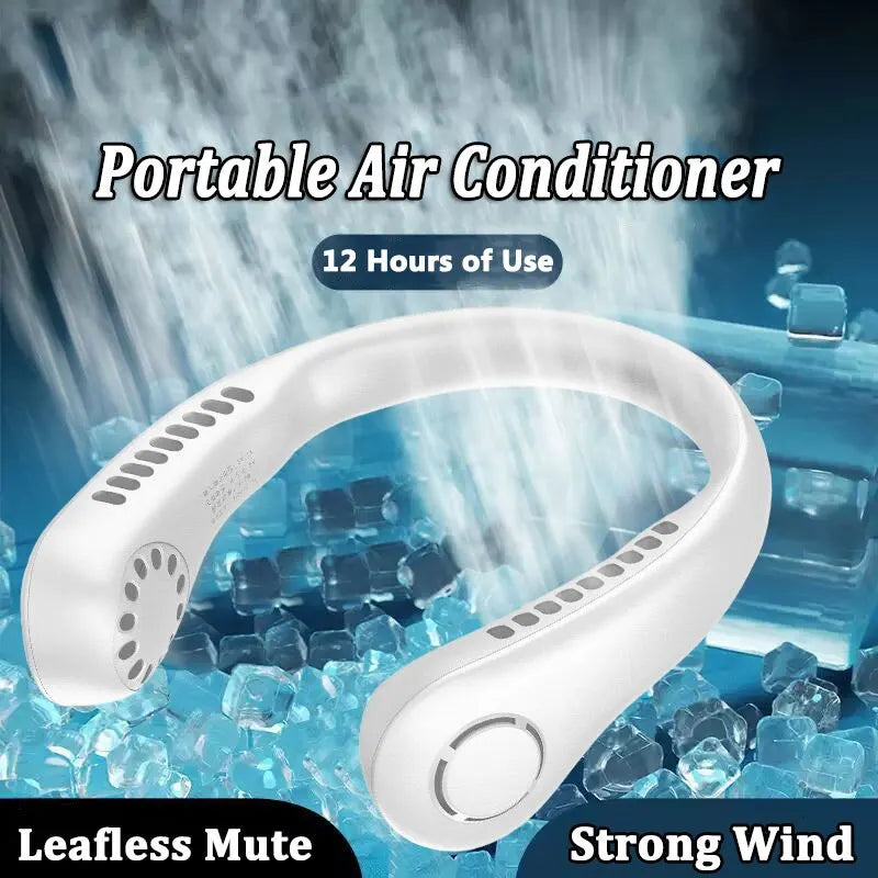 1PC ventilateur 1200mAh nouveau Mini cou Portable sans lame suspendu cou Rechargeable refroidisseur d'air 3 vitesses Mini ventilateur de Sport d'été