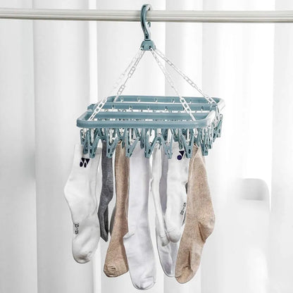 Cintre de séchage de vêtements avec 32 Clips/8 Clips, chaussettes, sous-vêtements, support pliable pour suspendre le linge