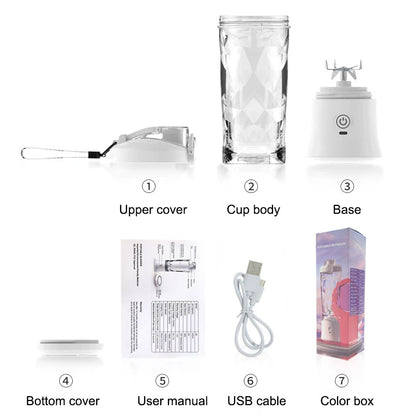 Portable Blender 600ML Electric Juicer Fruit Mixers 4000mAh USB Rechargeable Smoothie Blender Mini Personal Juicer Cup