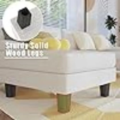 Sofá seccional convertible,Tela de chenilla moderna en forma de U,4 asientos con chaise largo para sofás de sala de estar,Sofás blancos